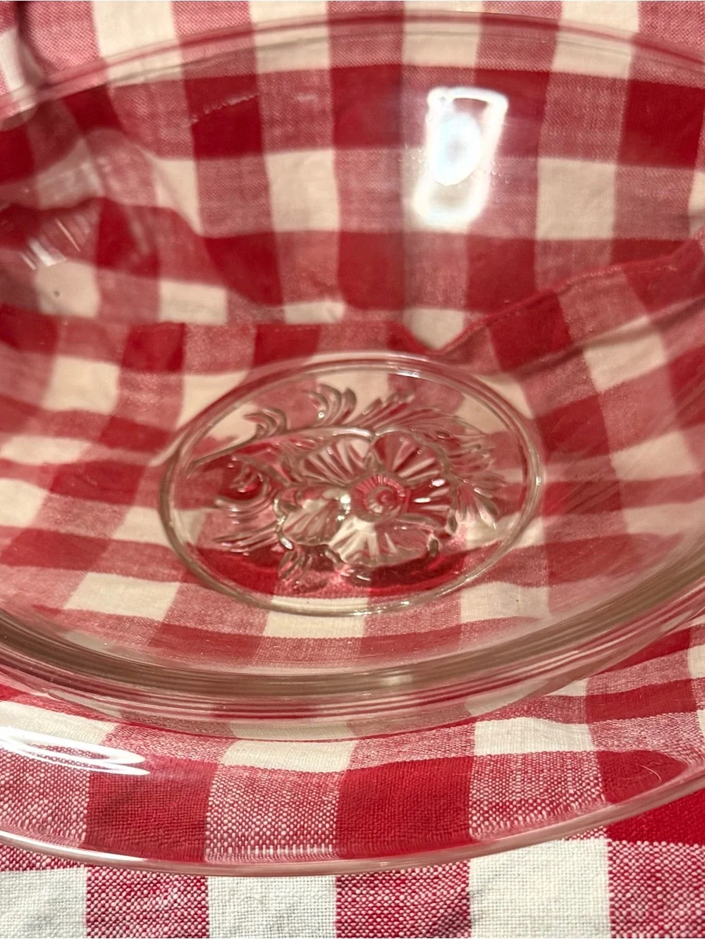 Clear Glass Decorative Serving Bowl - Red